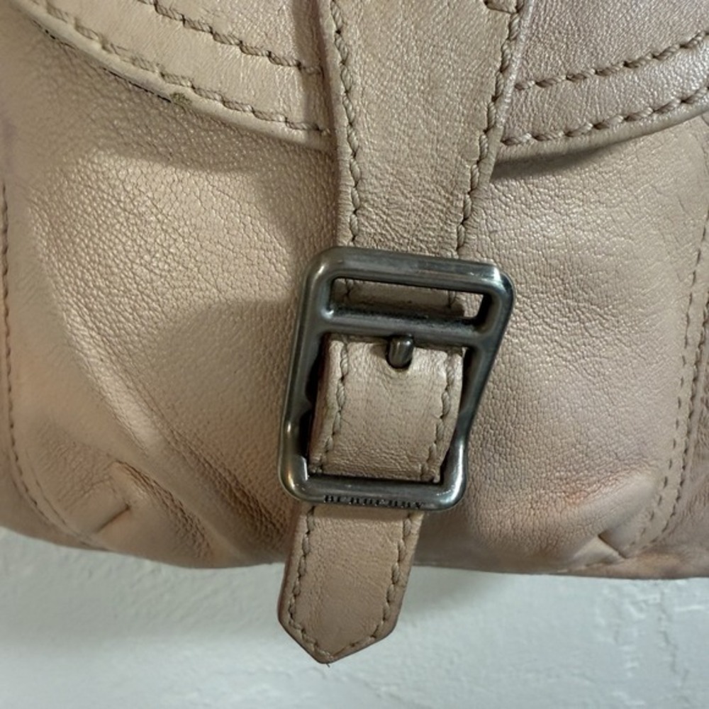 Auth BURBERRY Pink Leather Messenger Crossbody Bag Nova Check Lining Pockets Zip - Picture 7 of 14